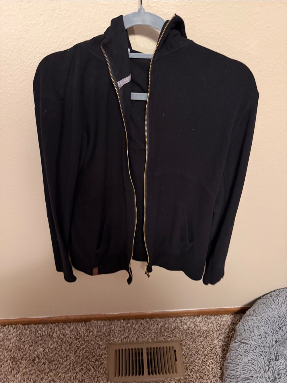 AMPERSAND AVE Black Hoodie with Gold Zipper